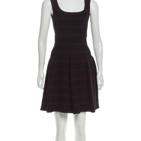 AZZEDINE ALAIA black & red knit fit & flare dress _ - Picture 4 of 7